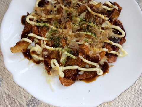 超簡単！揚げ竹輪のお好み焼き風